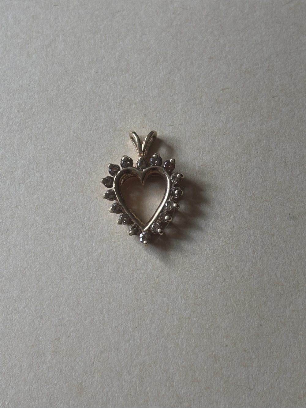 Heart Halo Pendant Necklace Charm in 14K yellow gold with diamond accents